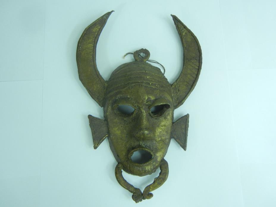 Antique African Senufo Brass Pendant Mask  Cote d'Ivoire Ivory Coast