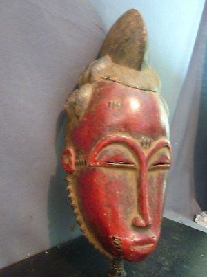 Fine Baule Burgundy Mask, Hard Wood,  Ivory Coast.