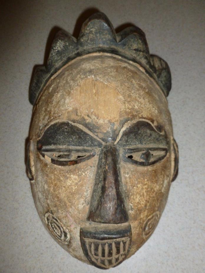Vtg Old Original Gabon Africa Carved Punu Mask Female Nigeria Painted Ceremonial