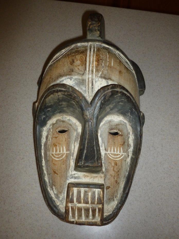 Vtg Old Original Idoma Africa Carved Punu Mask Male Nigeria Painted Ceremonial