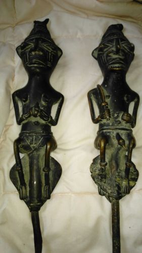 African dogon totenic figures male female 19-20th century Brass