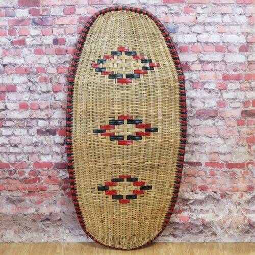 African Woven Wicker Shield, Painted - 47