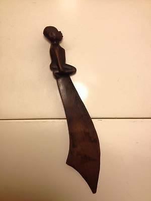 african ebony wood hand carved figural knife