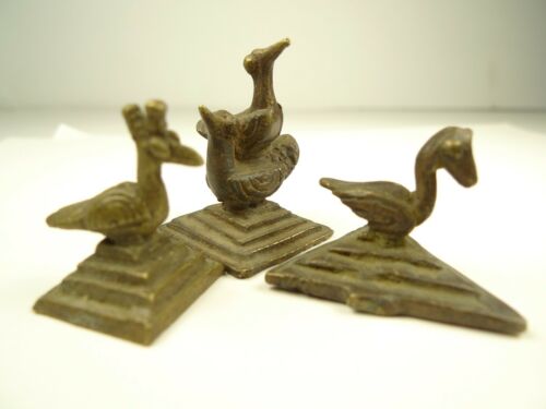 Trio Lovely Akan Ashanti Goldweight Chickens Lost Wax Handmade African Trade Old