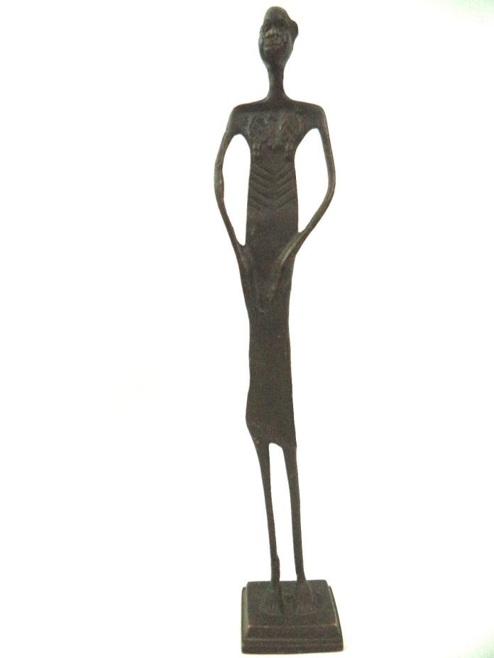 Vintage African Bronze Figurine Statue 14''Tall Tribesman