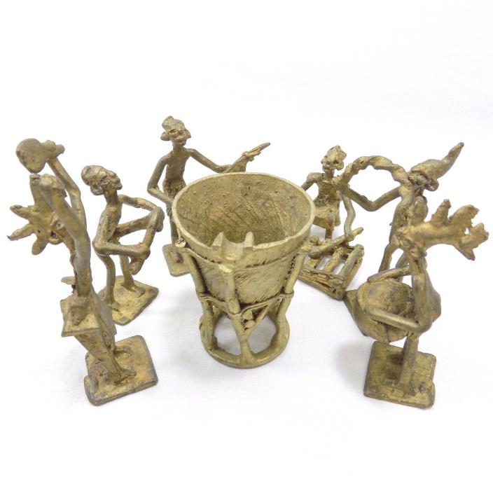 Tribal Music Figures African Ashanti Bronze Brass Akan Gold Weight Lot Of 7 (2)