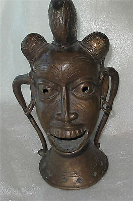 Antique African Bronze Mask Mmwo Secret Society Yam Cult Spirit of a Dead 1850's