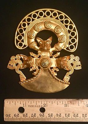 Pre Columbian Gold Western Panama Jaguar Pendant