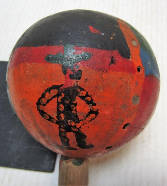 Antique Guatemalan Paint Decorated Rattle (Chin Chin)