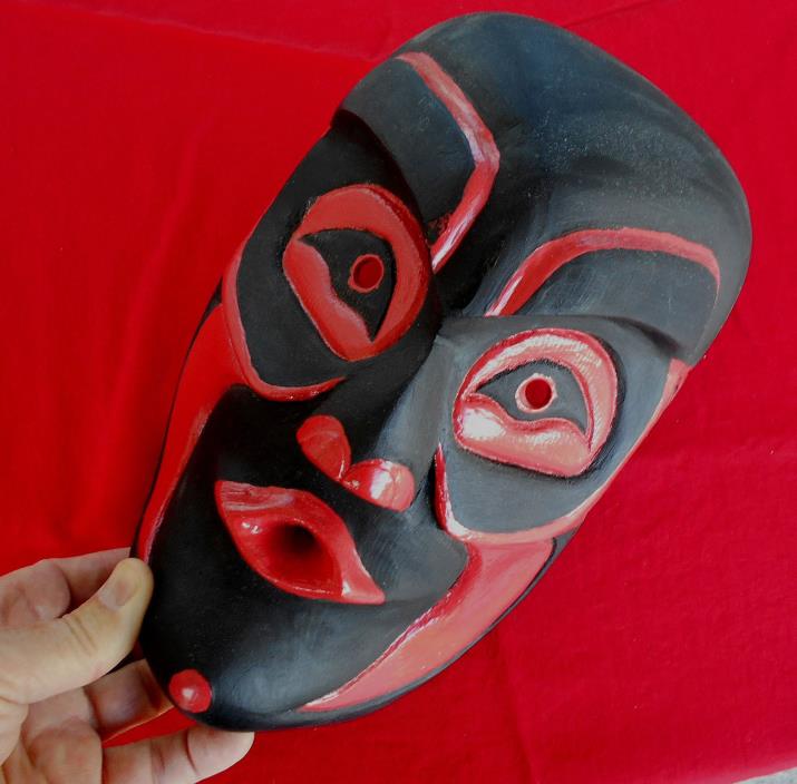 NORTH WEST  MASK    Kwakiutl 1993 signed  possibly wild woman of woods {?}
