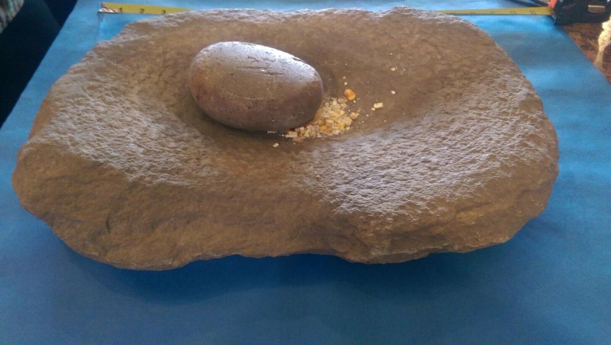 Minot-YoKut Indians California Tan Grinding Stone & Plate