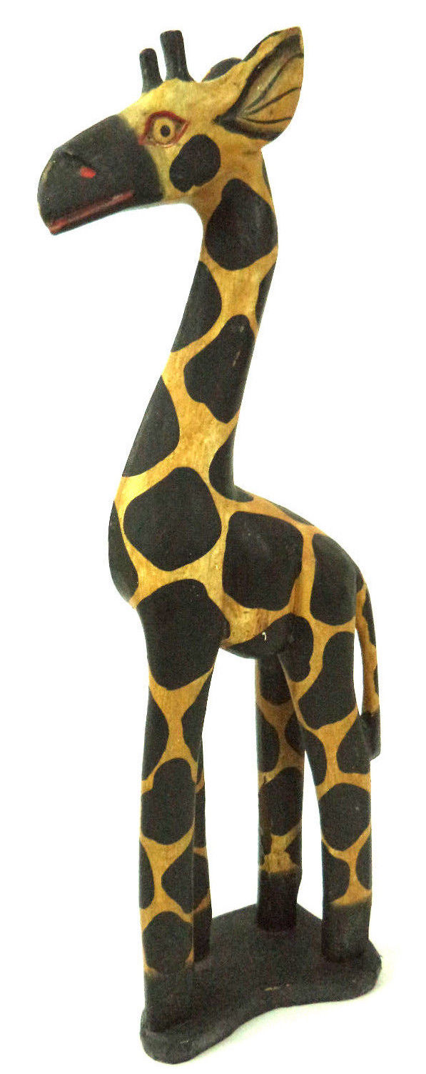 Vintage Hand Carved GIRAFFE Statue Made in INDONESIA Large 16''