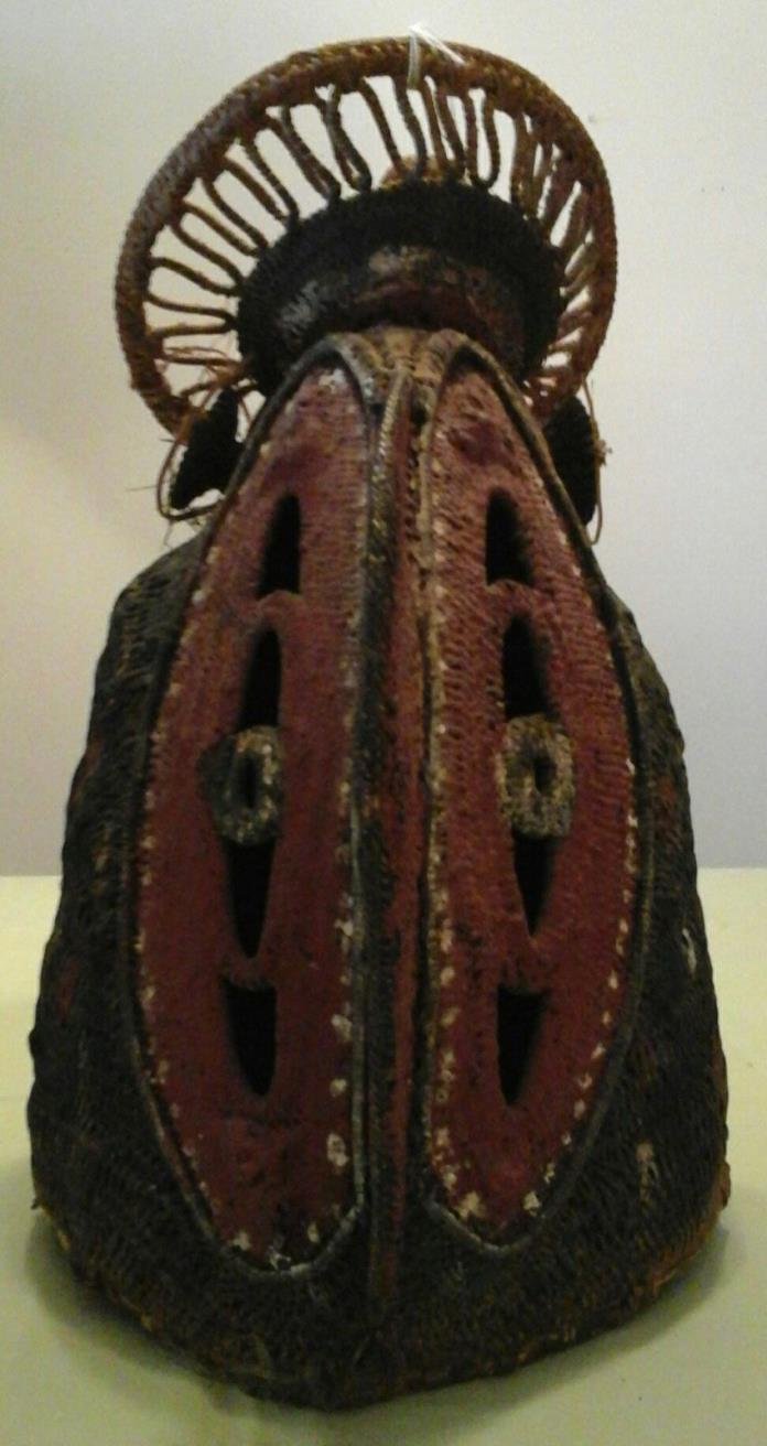 Old NEW GUINEA Abelam Coiled Cane Yam HELMUT MASK Early 20th Century Painted