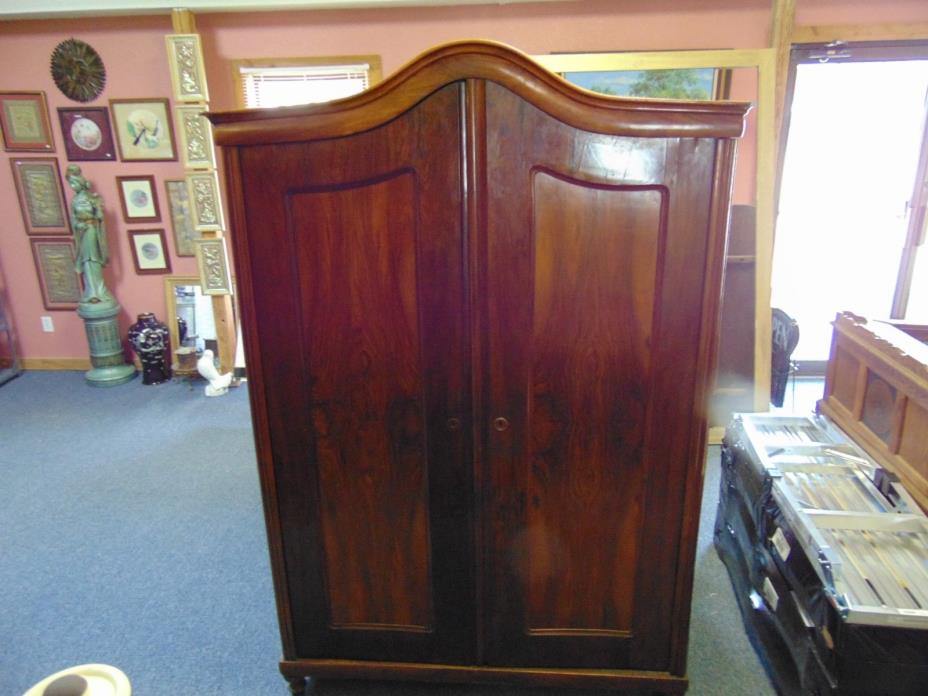 Antique Mahogany Wood Highly Carved Armoire Doves Floral  85 1/2