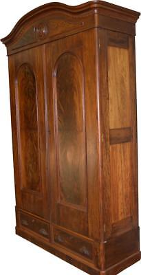 17257 Victorian Mahogany and Flame Mahogany Armoire Wardrobe – Civil War Era
