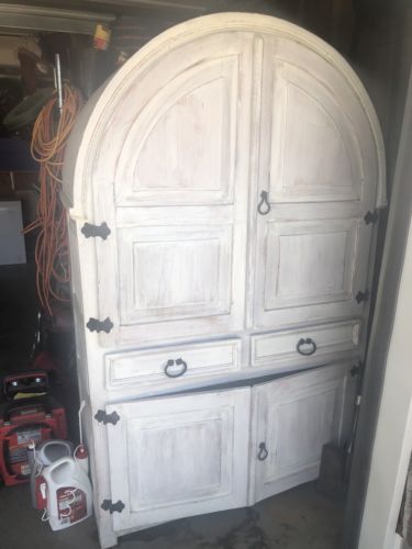 Beautiful White Handmade And Refinished Wood Armoire 76x26x48.