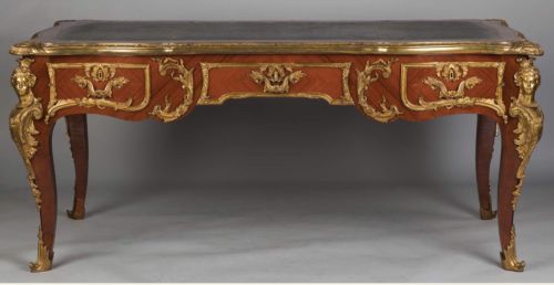 Louis XV Style Ormolu Mounted Figural Bureau Plat Desk