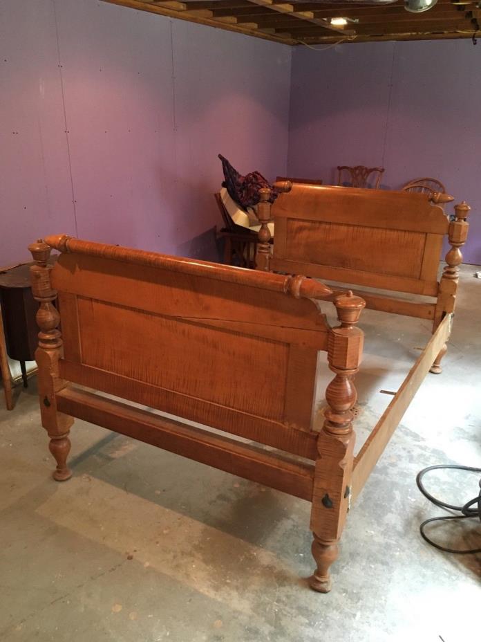 Empire Sleigh Bed Mid 1800’S- Solid Curly Maple