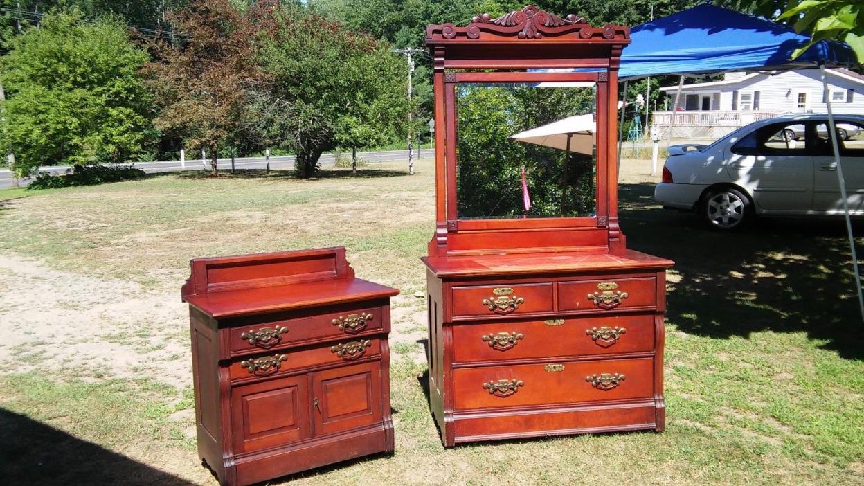 142 Year Old Victorian Cherry Bedroom  Set c.1877 Original With Drawer Key!