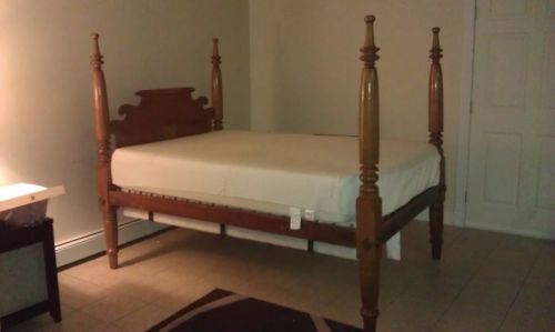 Antique 4 poster rope bed 1800s with custom mattress