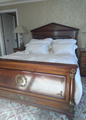 19th Century Empire Mahogany Queen Bed with Bronzes Mounts