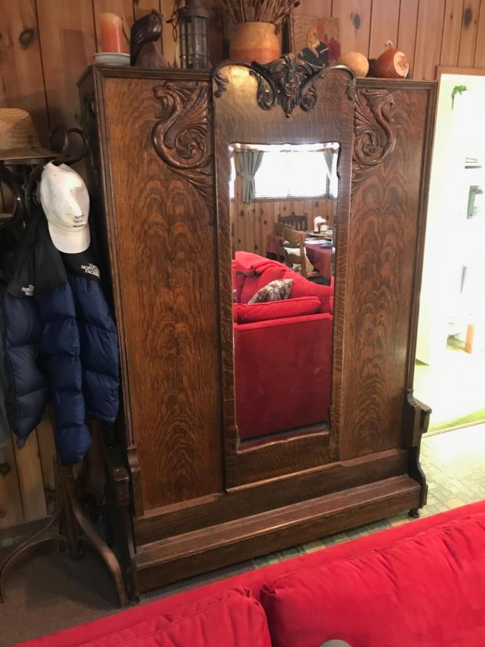 Antique Oak Murphy Bed with Mirror - Circa 1800's - Made in Germany