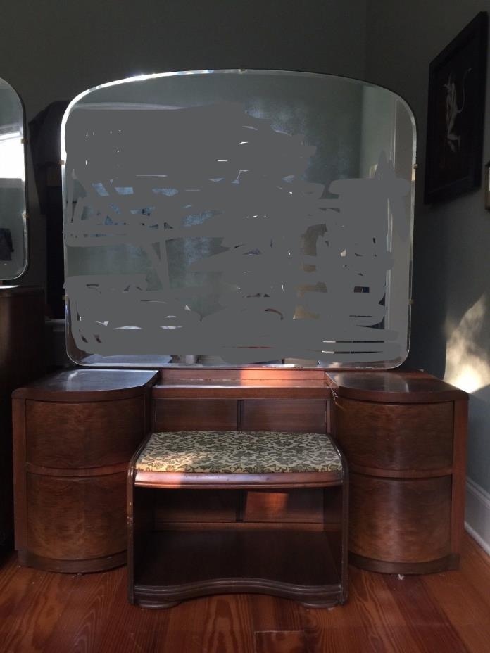 1930(ish) ART DECO ANTIQUE VANITY with BENCH