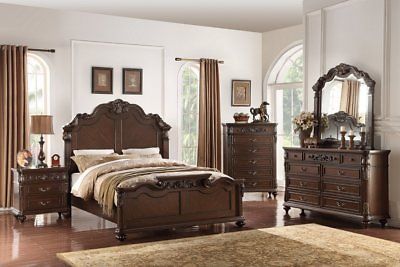 Antique 5 piece wooden bed set