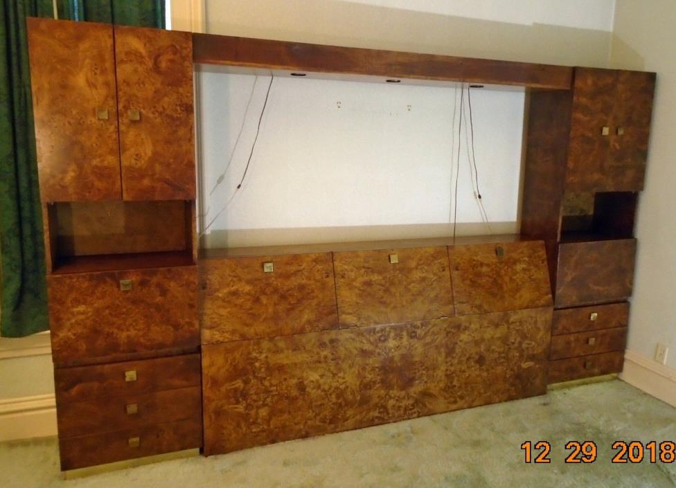 VINTAGE FOUNDERS KING SIZE BED HEADBOARD -- BURLED WALNUT --NO SHIPPING