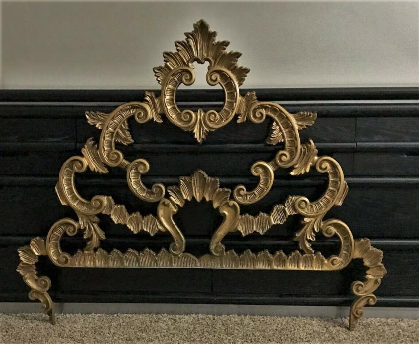 VTG HOLLYWOOD REGENCY ORNATE GILT BRASS FRENCH BAROQUE ROCOCO HEADBOARD PEDIMENT