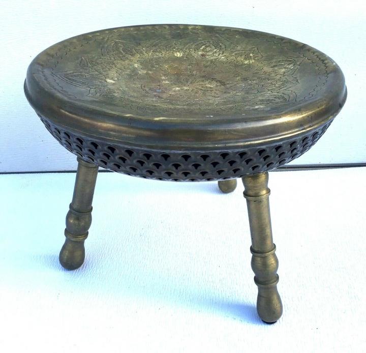 Brass Foot Stool Warmer Middle Eastern Ankara Turkey Ornate