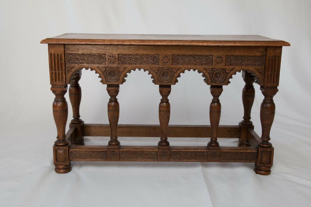 19th-Century Antique French Oak Carved Bench