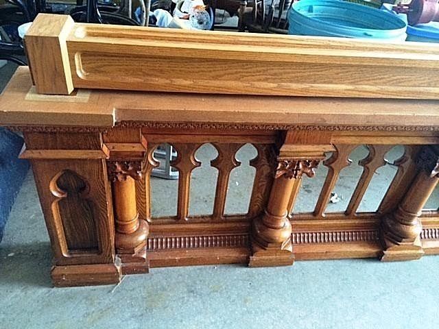 ANTIQUE SOLID OAK CARVED CHURCH PRAYER RAIL ARCHTECTURAL SALVAGE GOTHIC