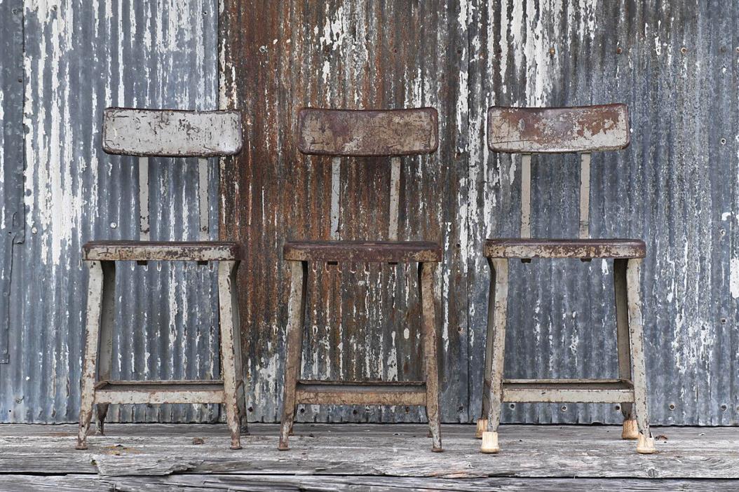 VINTAGE INDUSTRIAL STOOLS SET OF 3 INDUSTRIAL DECOR