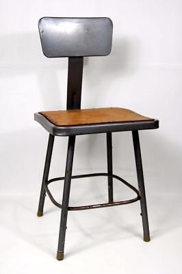 Vintage METAL Industrial AGE Shop Factory Stool Chair STEAMPUNK SQUARE SEAT