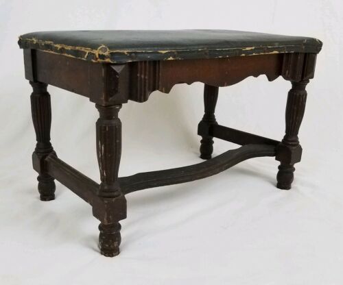 Antique Jacobean walnut  bench stool seat Federal early 1900's vintage