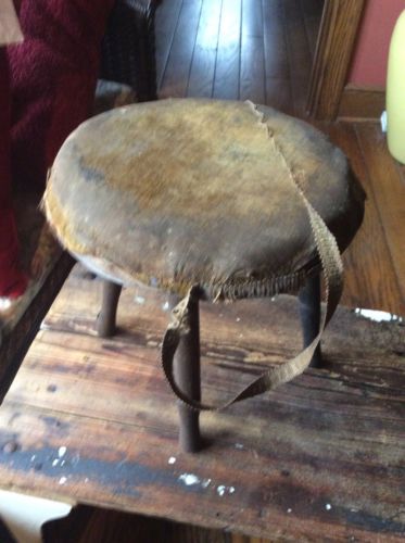 Small Antique 11” Tall Wood Stool - 9.5” Round Seat - Good
