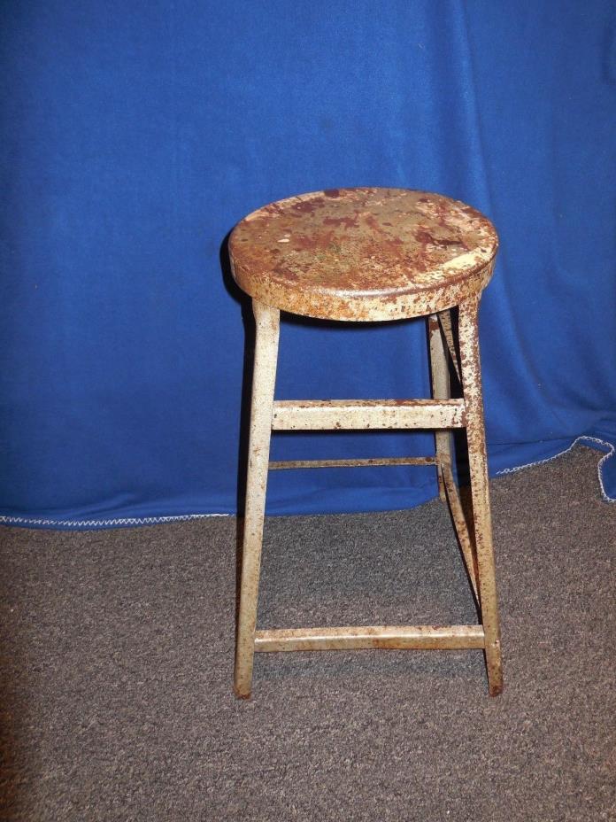 Vintage Metal Sitting Stool Shabby Chic Rusty Industrial kitchen bar stool