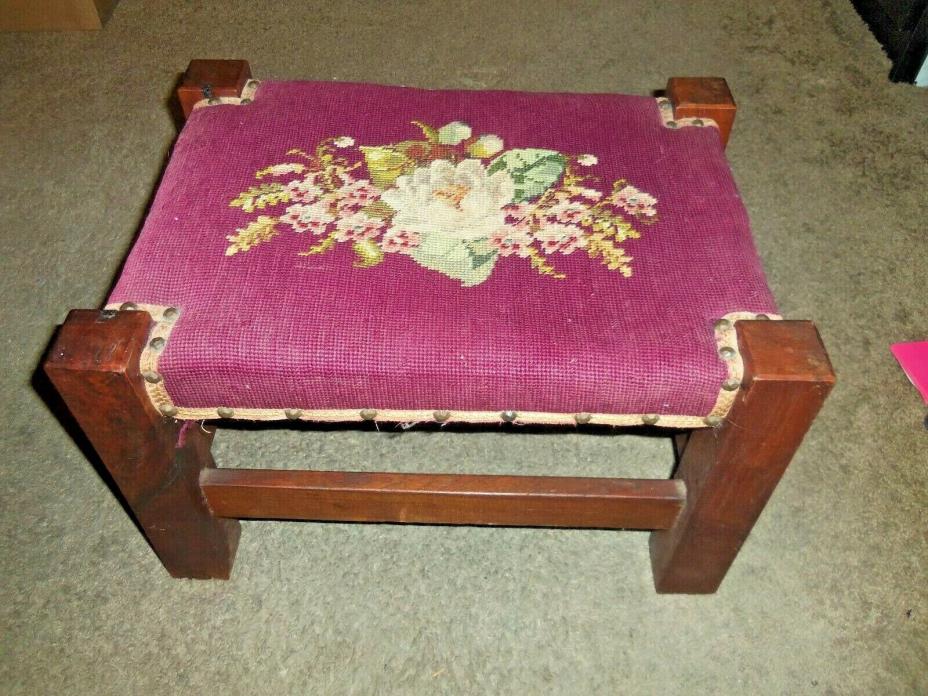 Antique  Needlepoint Footstool