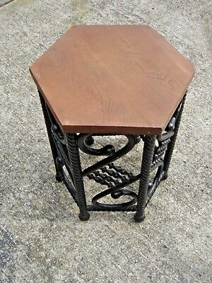Antique 6-sided Stick n Ball Bentwood Plant Stand ~ Painted Black  8860