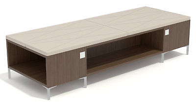 Palmieri Quad Four Seat Bench with Two Open Sides and Ends Sprig Natural Oak