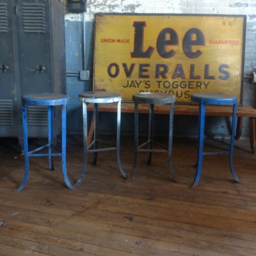 1940 Four Matching Angle Iron Co Stools Bar Industrial Loft Kitchen Dining Room