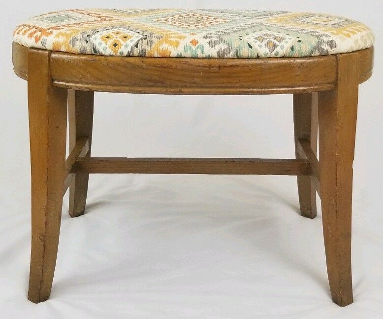 Vintage art deco vanity bench piano stool seat boho Mid-Century Antique