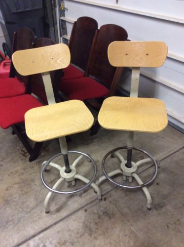 2 Same Vintage Adjusto 18” To 26” 360 Seat Stools - Very Good