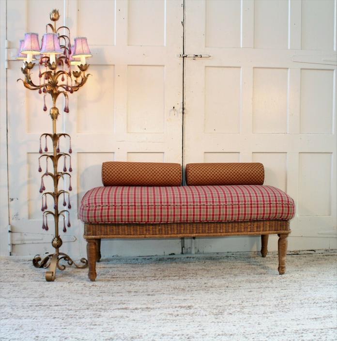 Ralph Lauren Polo Vintage Wicker Upholstered Bench