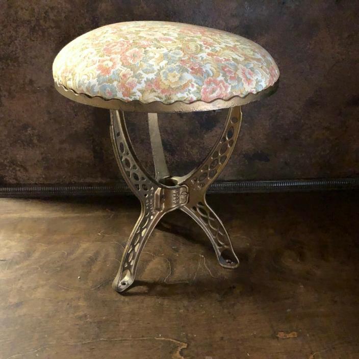Antique Ornate Cast Iron Industrial Piano Stool ~ Vintage Vanity Chair ~ Stool
