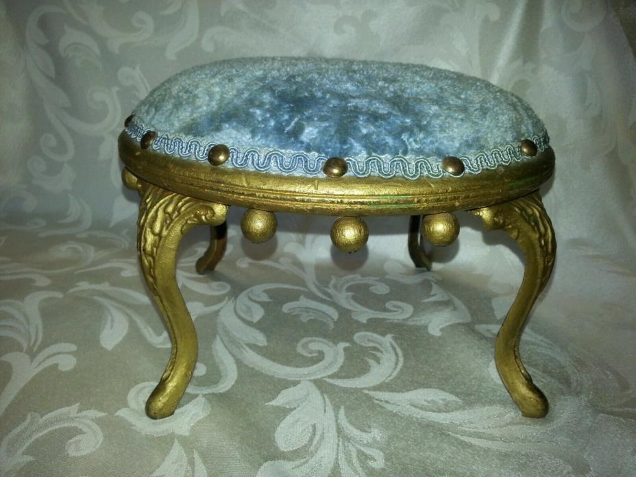 Vintage Small Round Cast Iron Legs Foot Stool