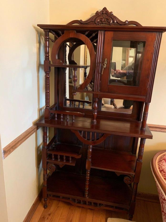 Antique Mahogany curio, display or bookcase cabinet