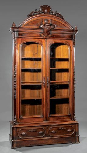 American Renaissance Carved Walnut Bookcase