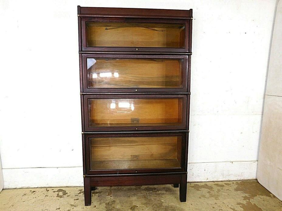 Antique 1920s Globe Wernicke Mission Style Mahogany Barrister 4 Stack Bookcase